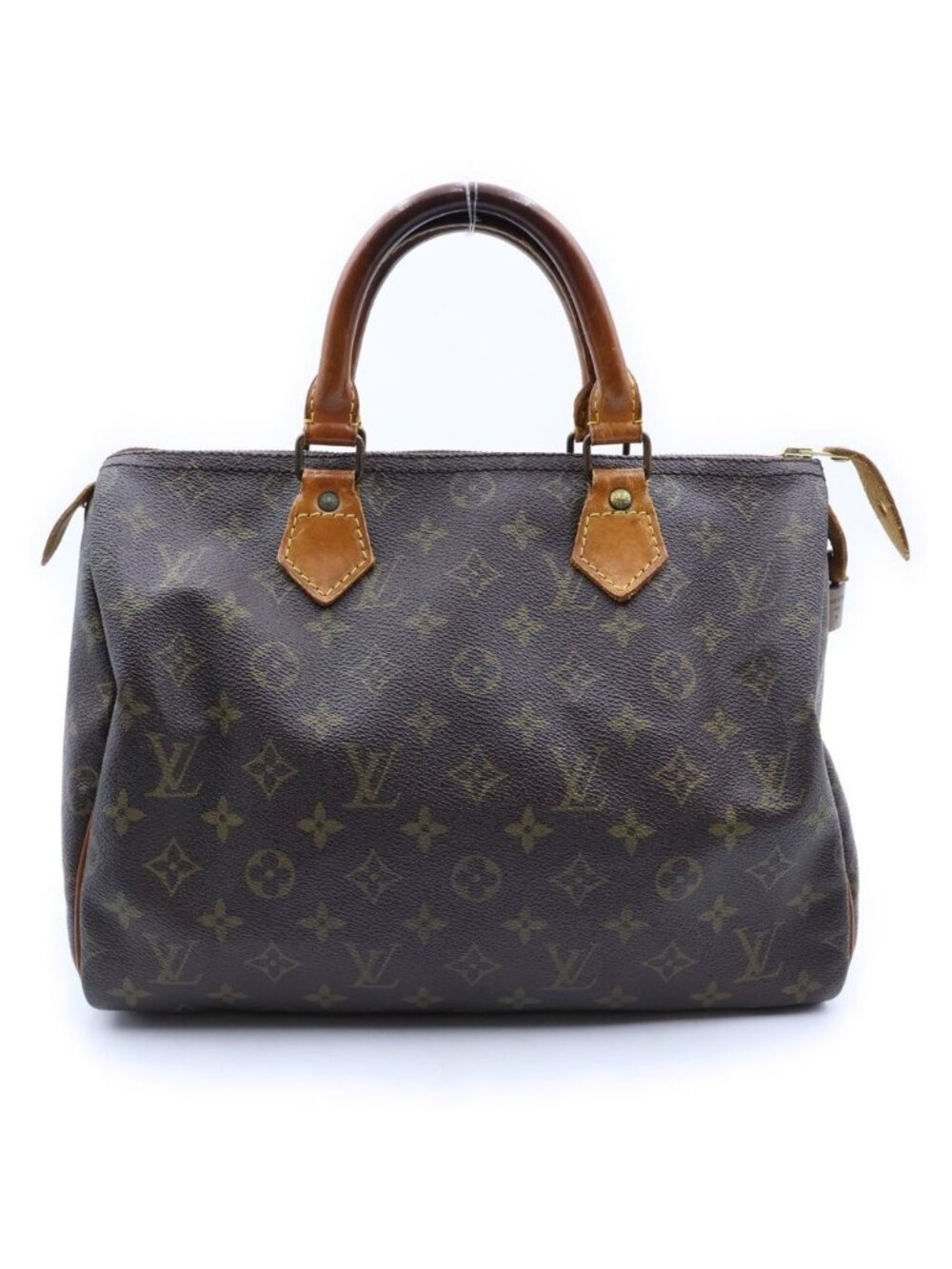 Louis Vuitton Monogram Speedy 30 Boston Bag Brown Leather Gold